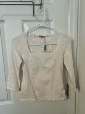 NWT Rare Y2K Cream Women’s 3/4 Sleeve Emporio Armani Fitted Shirt Size 8
